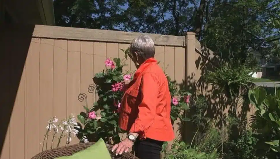 Elena Costello in her garden in Ardmore