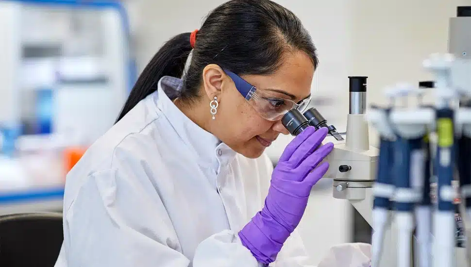Working in the lab at GlaxoSmithKline.