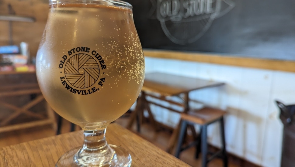 Old Stone Cider in a glass.