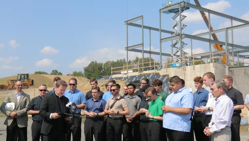 The "topping off" ceremony at Saint Charles Borromeo Seminary new campus.