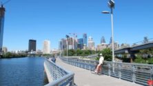 Schuylkill River Trail boardwalk near South Street. While both the Schuylkill River Trail and Delaware River Trail are not continuous, there are currently plans to connect the gaps, with some projects already underway.