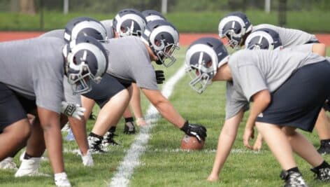 The Hill football team practicing in 2018