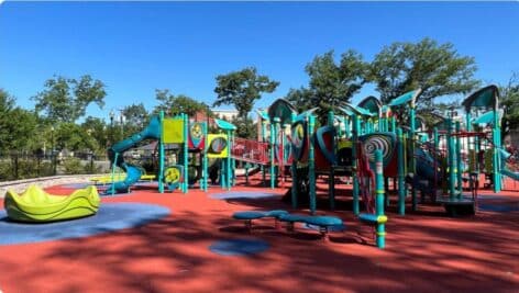 An overview of the Watsessing Park Playground in Bloomfield, New Jersey.