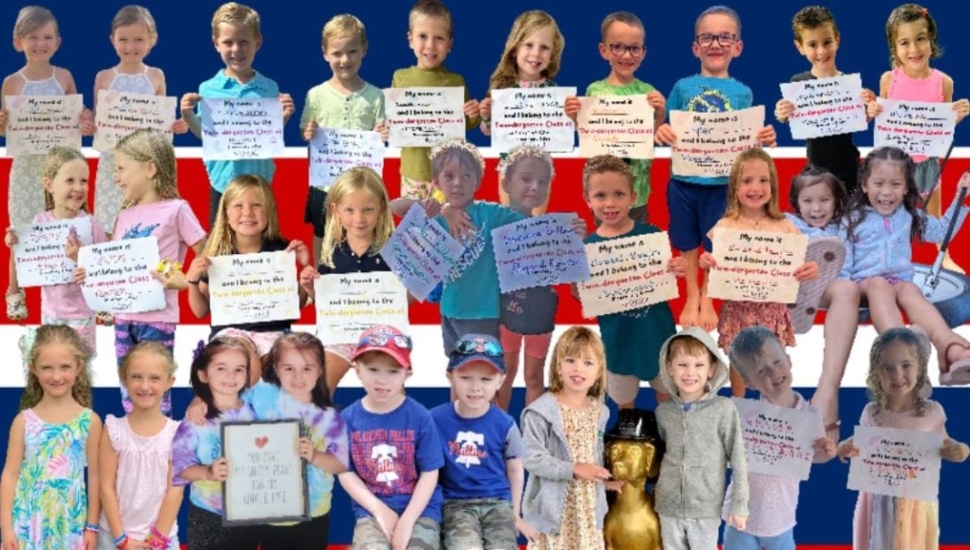 A composite of the 17 sets of twins starting kindergarten in the Colonial School District