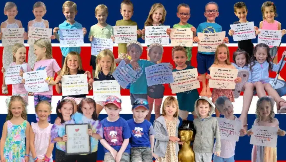 A composite of the 17 sets of twins starting kindergarten in the Colonial School District