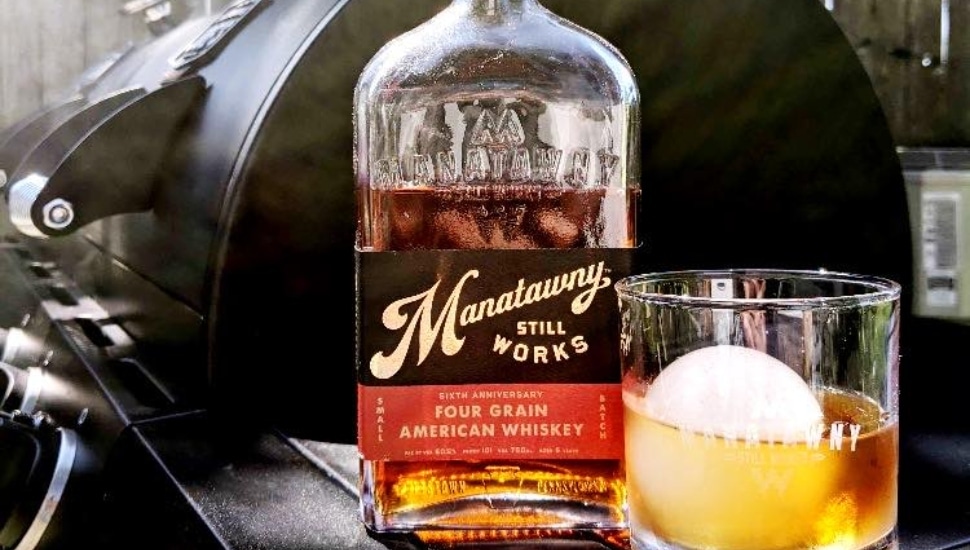 A bottle of Manatawny Still Works whisky