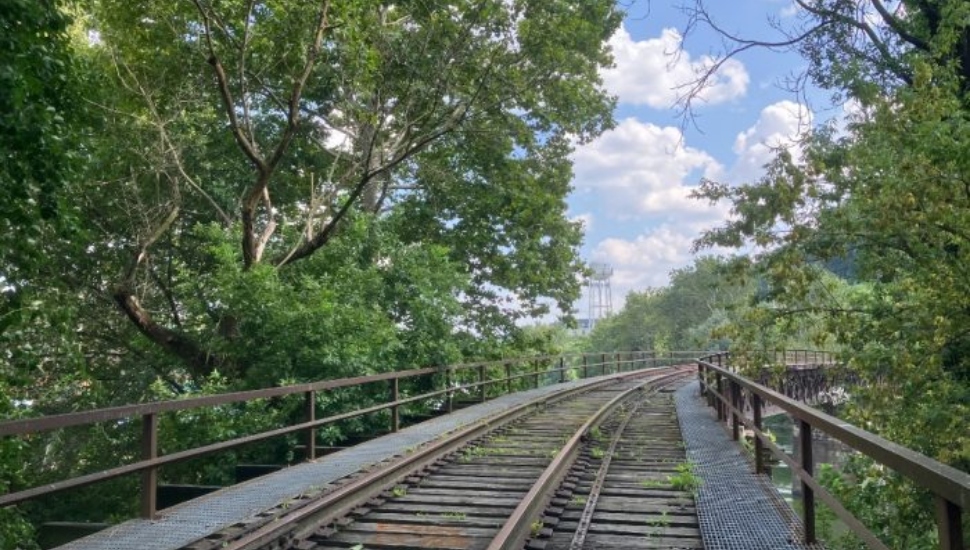 Current conditions of the Mule Bridge. The bridge crosses the Schuylkill River, connecting Philadelphia’s Schuylkill River Trail with Lower Merion Township’s Pencoyd Trail.