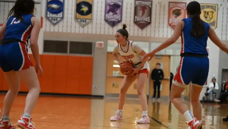 The Perkiomen Valley girls' basketball team in action.