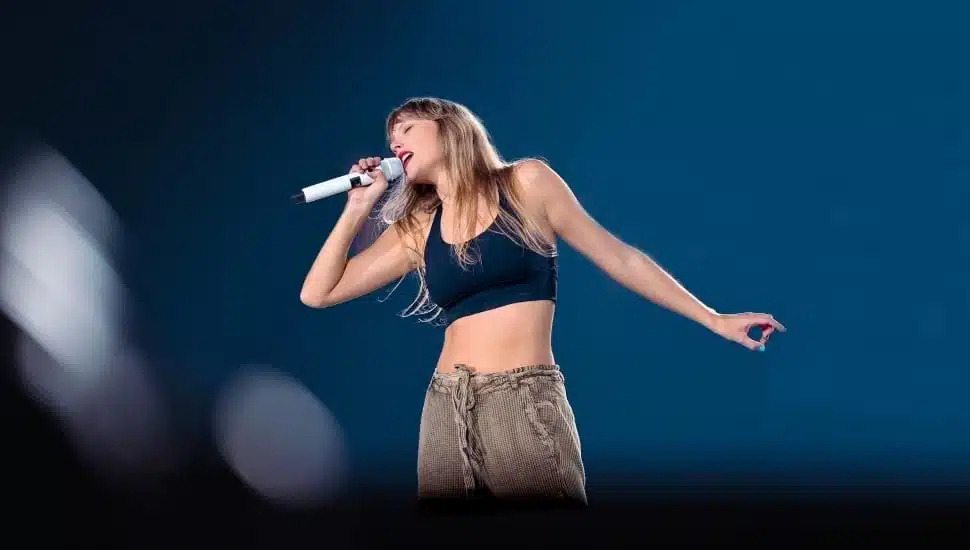 Taylor Swift in concert.