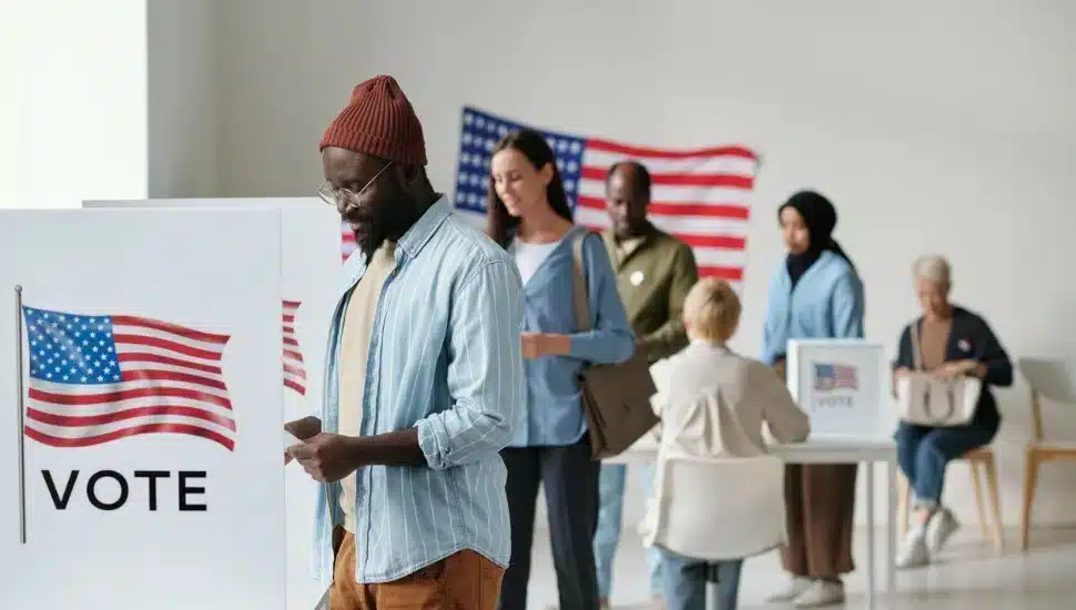 People in line to vote.