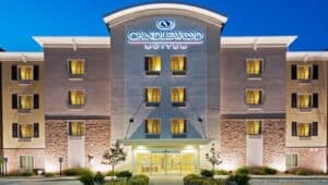 The exterior of a Candlewood Suites property.