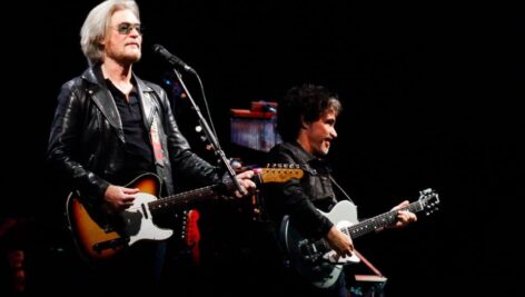 Hall & Oates performing in concert.