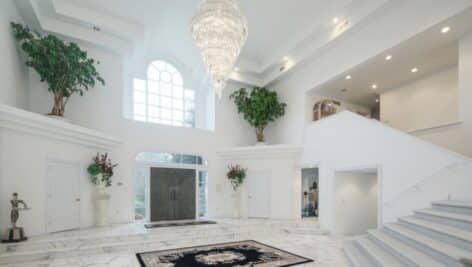 The white marble foyer of an estate on Nicholas Drive in Huntingdon Valley.