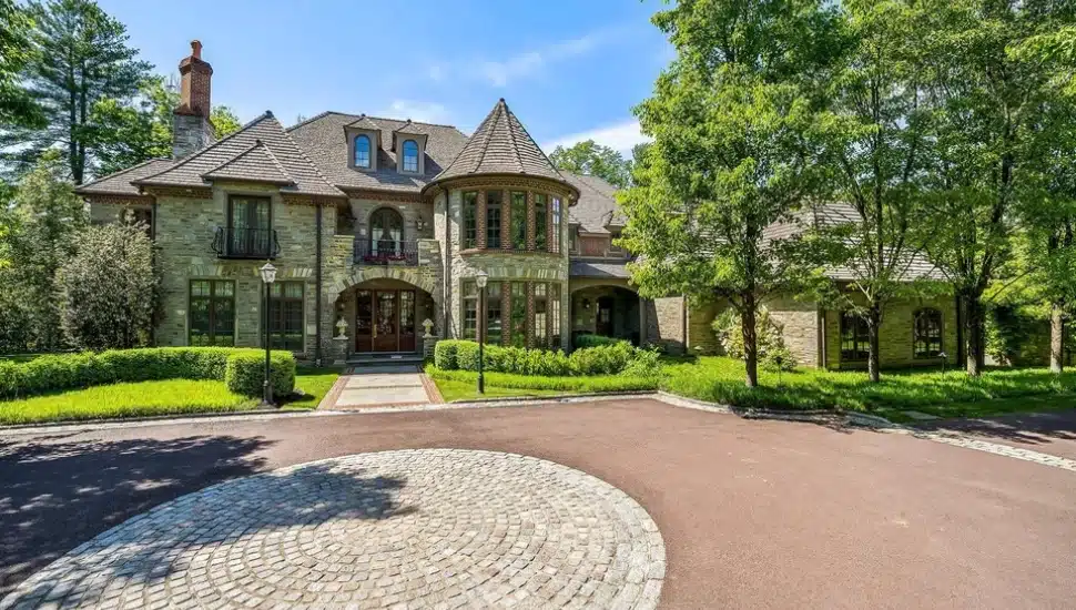 External shot of European Manor Home on Rose Lane in Bryn Mawr.