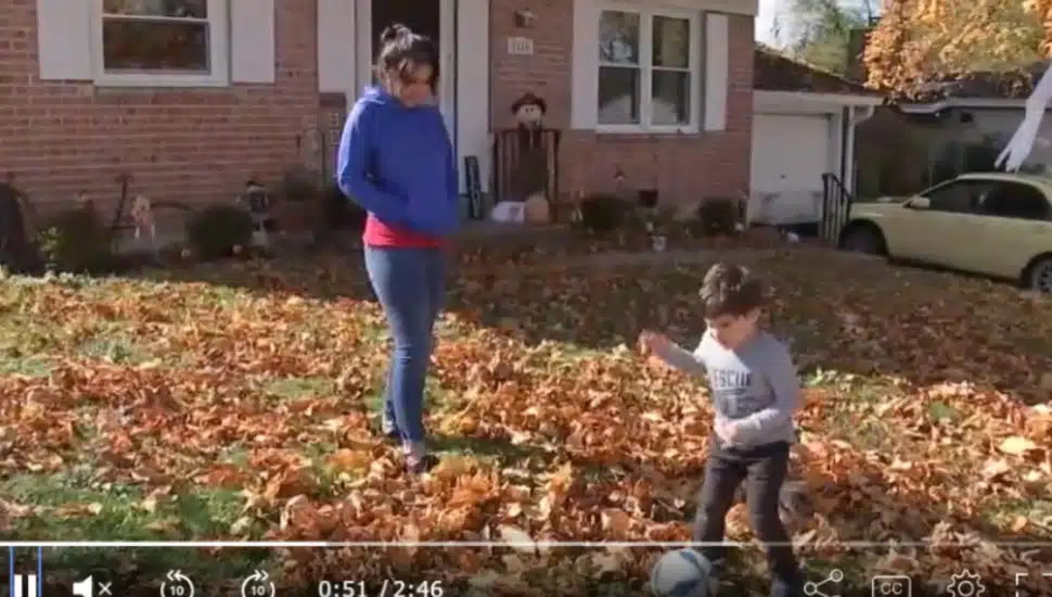 Janilsa Ramos and Max playing outside their home in Blue Bell.
