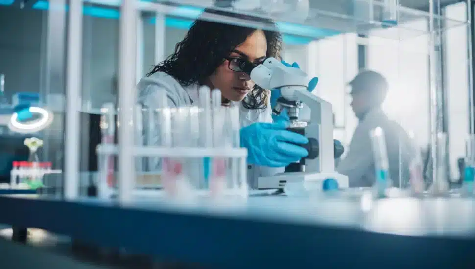 A woman working in a lab.