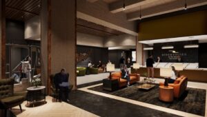 The lobby of the new Riversuites.