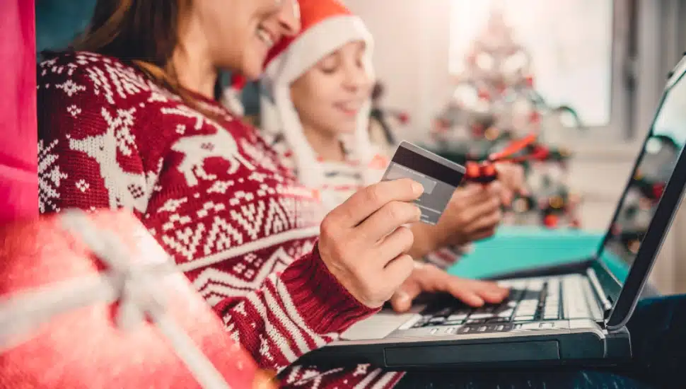 People shopping online for Christmas.
