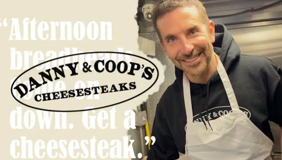 Bradley Cooper serving up cheesesteaks.