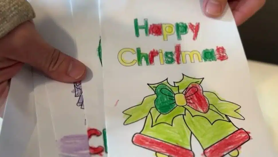 Holiday care packages included letters for the troops.