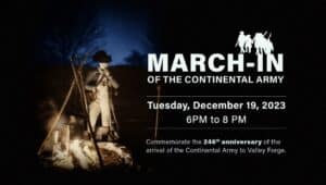 Flyer for MARCH-In of the Continental Army commemoration.