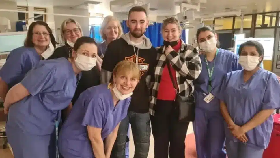 Matt Small with hospital staff.
