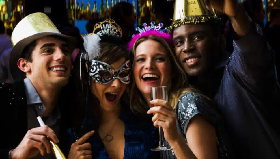 People ringing in the new year.
