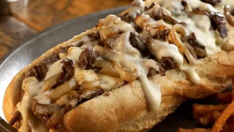 A cheesesteak on a plate