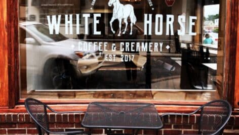 External shot of White Horse Coffee and Creamery.
