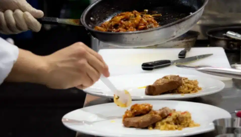 Splitting a meal when eating out.