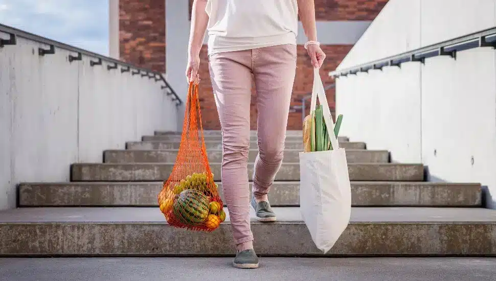 A person carrying shopping bags.