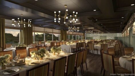 A rendering of the planned Triple Crown Events ballroom in the Radnor Hotel restaurant.