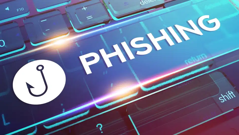 keyboard with the work "phishing"
