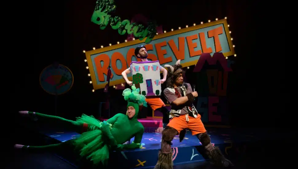 Broccoli, Roosevelt & Mr. House combines games, silly sounds, and physical flights of fancy.