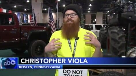 Screenshot of Christopher Viola at Philadelphia Auto Show.