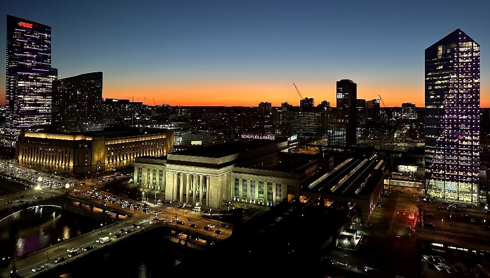 Aerial view of 30th Street Station.