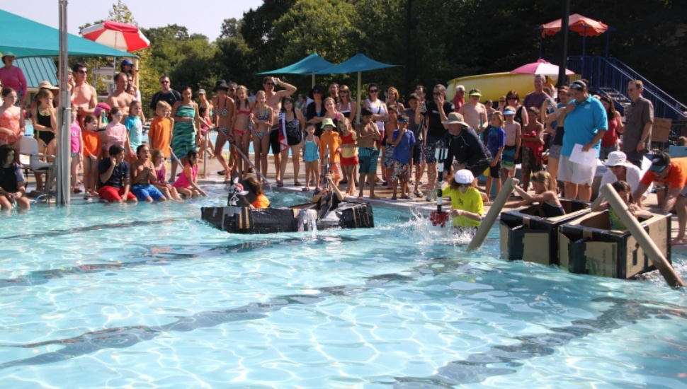 The Cardboard Regatta at Belmont Hills Pool.