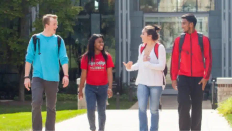 Students on the campus of Bryn Athyn College.