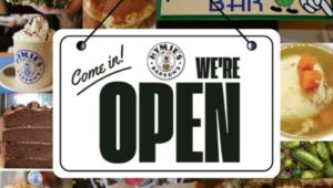 An Open sign on Hymie's Deli.