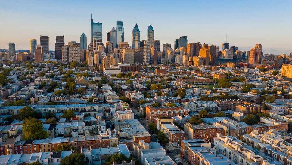 Aerial view of Philadelphia's Skyline.