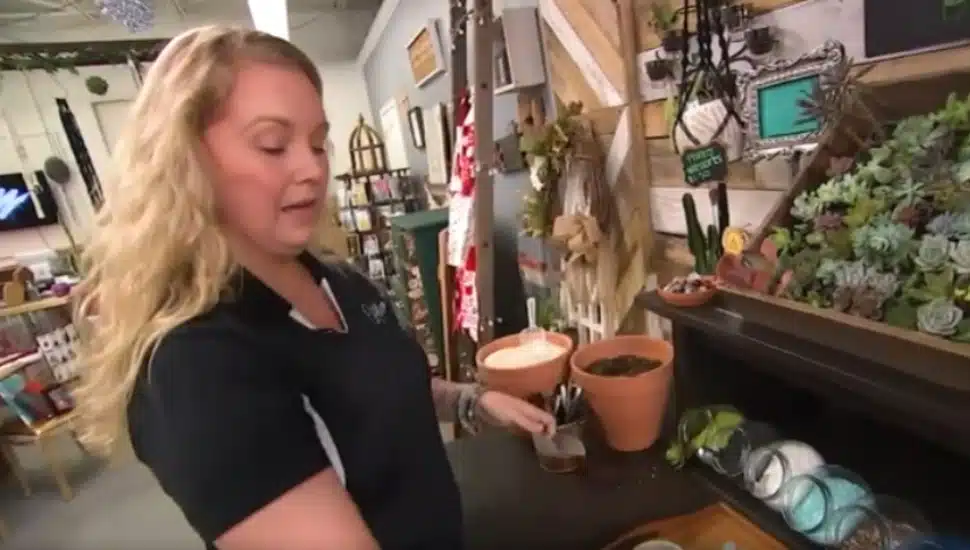 Screenshot of Jamie Trego at her Succulent Bar.