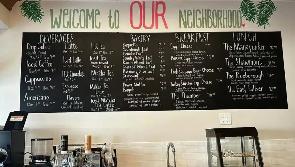 Menu board at Winnie's Manayunk.