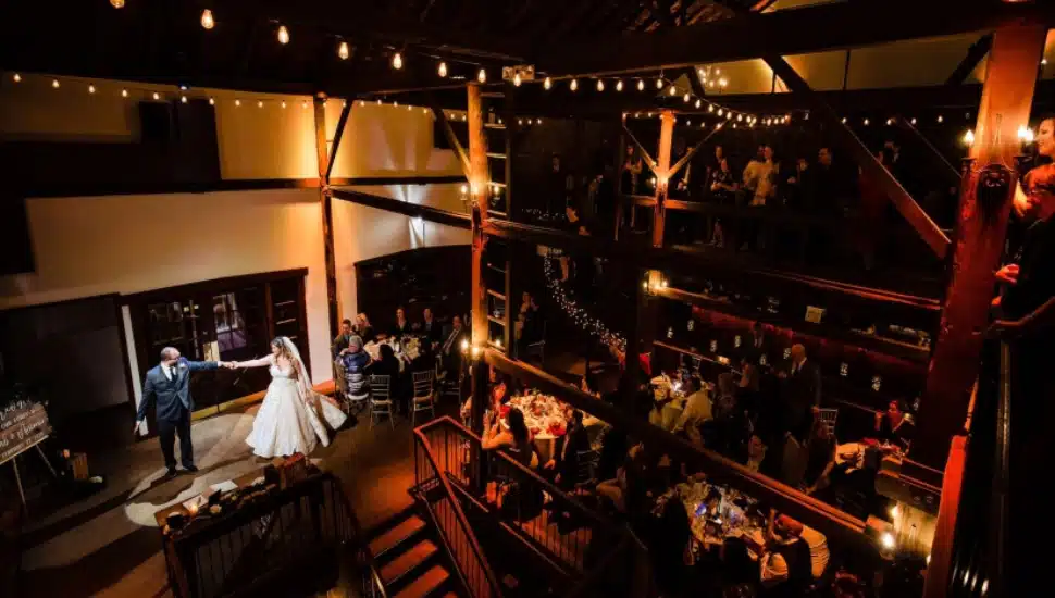 A wedding celebration at Barn on Bridge in Collegeville.