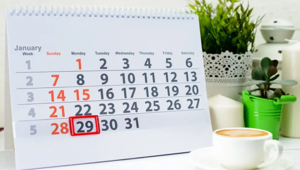 month of January on the calendar