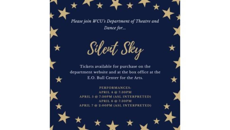 An informational graphic on how WCU will present "Silent Sky."