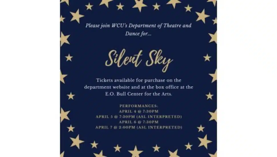 An informational graphic on how WCU will present "Silent Sky."