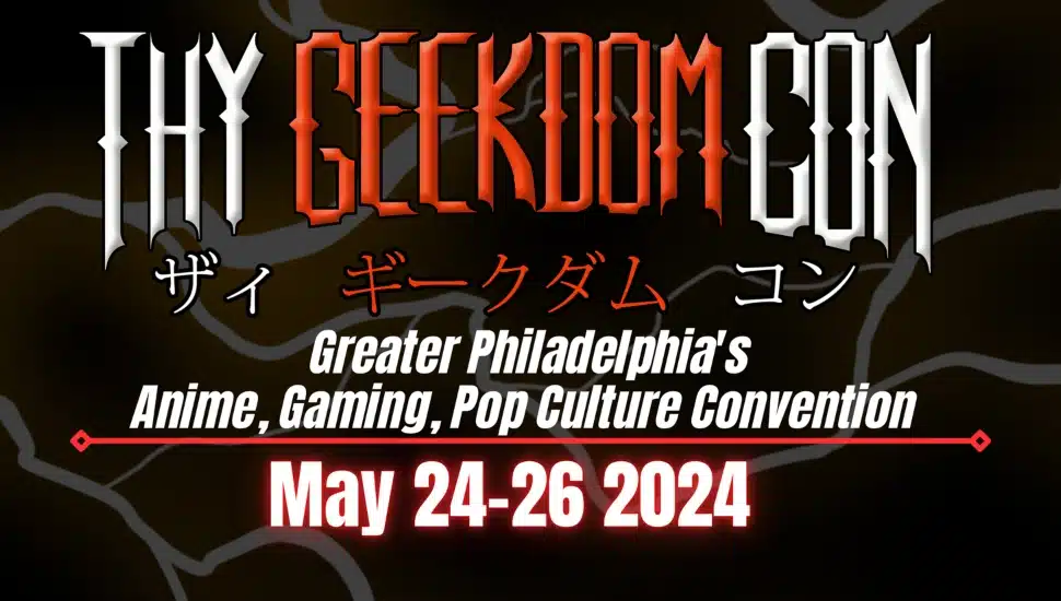 text that reads "Thy Geekdom Con"