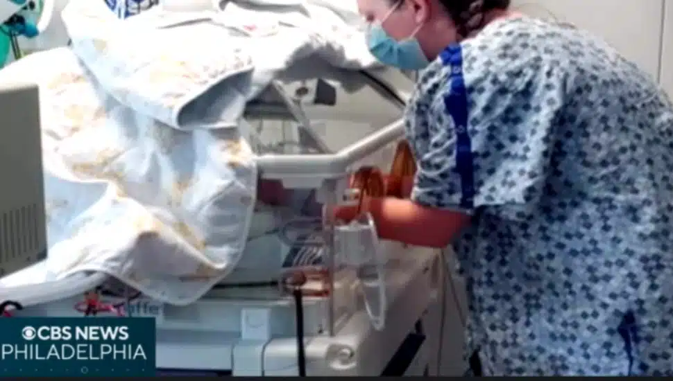 Maryann Wallace with her daughter in the hospital.