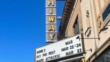 The Hiway Theater sign with the dates for the Sci Phi Fest.