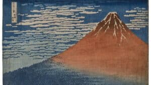 print of Katsushika Hokusai’s “Fine wind, clear weather [Red Fuji].